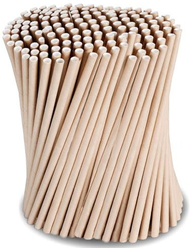 Paquet de 400 Pailles en Papier, Pailles Carton (Diamètre 6 mm 19,7 cm), Pailles Jetables, Adaptées aux Cocktails, Cafés et Célébrations, Soirées Long Drink (Brun)