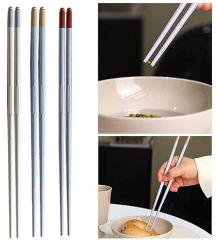 Bacchette Cinesi,Mengger 3 Paia Bacchette di Plastica in Lavastoviglie,Bacchette Antiscivolo Riutilizzabili,Levitanti Chopsticks,Bacchette Sushi,Adatto per Case Ristoranti（Tre Colori）