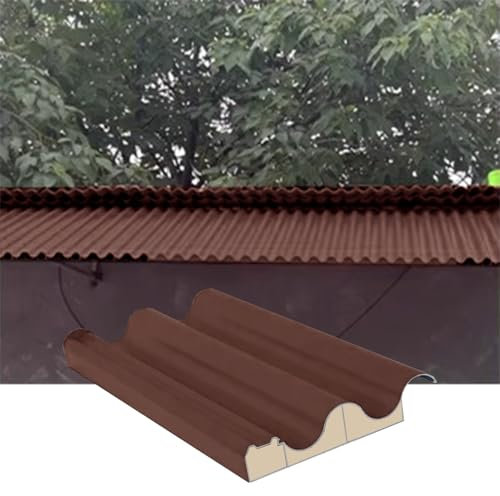 Paneles para Tejado Paneles de Cubierta de Toldo de Aluminio, Paneles Laterales de Bricolaje, Tejas para Techos con Relleno de Policarbonato, Paneles de Techo de Metal para Paneles de Pared(Brown,L-1m