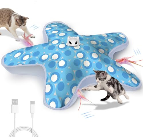 ddxcoo Interactive Cat Toys for Indoor Cats with Moving Concealed Feathers