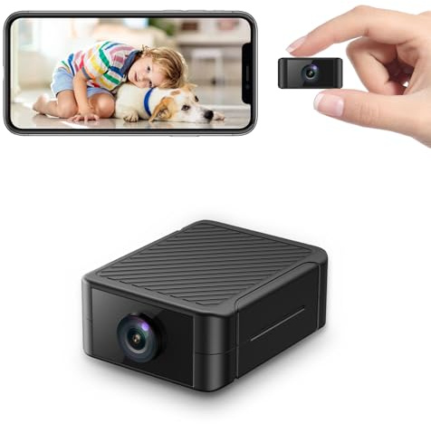 Telecamera Spia, Telecamera Wifi Interno 4K con Visione Notturna, 4 Ore Autonomia, Rilevamento Movimento Intelligente, Registrazione SD Card/Cloud, Mini Design Nascosto per Casa/Ufficio/Negozi