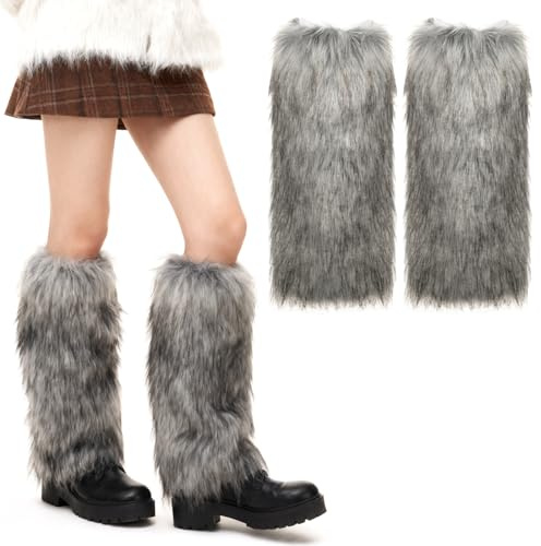 VGMANTA Kvinnor benvärmare av fuskpäls flickor furry fuzzy benvärmare vintervärmare damer för vintervärmare karneval temafest G
