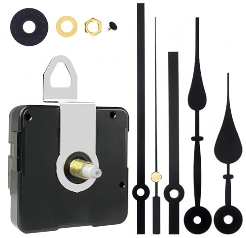 joonnair Uhrwerk FüR Wanduhr Lautlos, Uhrwerke Zum Selbsteinbau Mit Zeiger, GeräUschloses Uhrwerk DIY Uhr Ersatzteile Mit Metallzeiger, Ersatz Und Reparaturteile Kompatibel(Schaftlänge 23 mm)