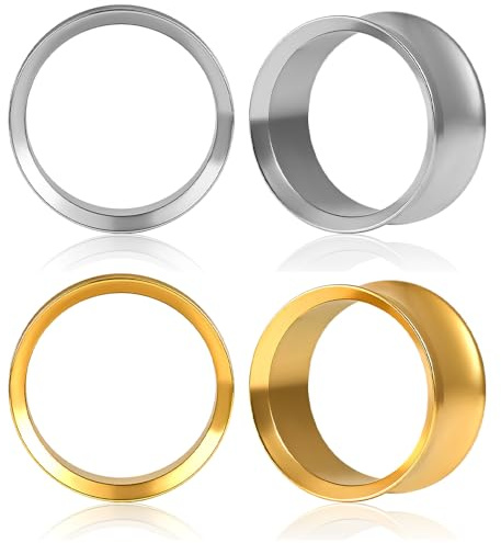 DOEARKO Écarteur Tunnel 2 Paires Tunnel d'Oreille en Acier Inoxydable Ear Plug Tunnels Piercing Expanseur Piercing Bijoux pour Femmes Hommes 8mm à 16mm