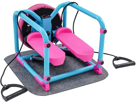 HUOMMGS Twister & Stepper 2 in 1 per la casa Vincitore del test fino a 150 kg, mini stepper con display LCD, 2 fasce di resistenza, tappetino antiscivolo a 360°, dispositivo sportivo Twister (rosa)