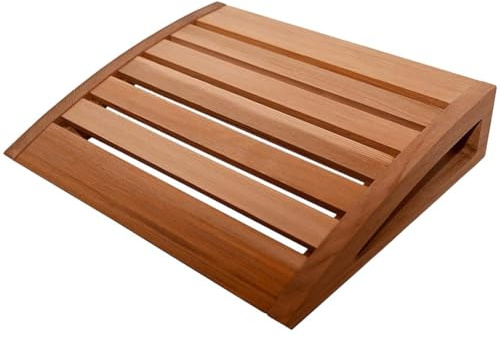 Reposacabezas de madera para sauna, diseño ergonómico curvado para apoyo del cuello y relajación, acabado de grano de madera natural para sesiones de spa en casa y sala de vapor, paquete