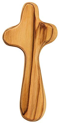 MaMeMi HANDSCHMEICHLER-Kreuz aus OLIVENHOLZ [ca. 7 cm] – aus dem HEILIGEN Land – zum GEBET, MEDITIEREN oder BERUHIGEN – Handarbeit aus Israel Religious Collection