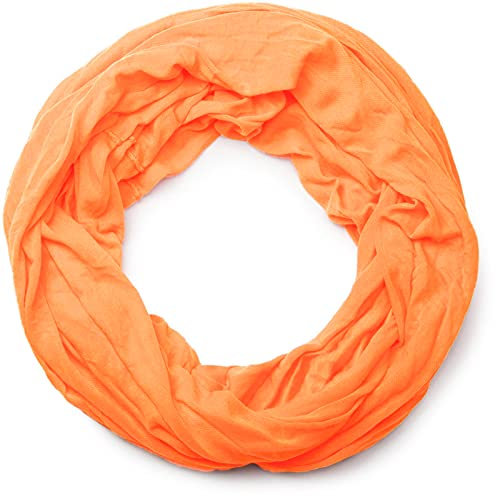 styleBREAKER Damen Jersey Loop Schlauchschal in Crash-Optik | Leichter elastischer Sommerschal Unifarben | Weich & Modisch | One Size, Farbe:Mandarine