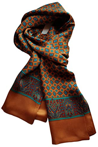 XUYUZUAU 100 Silk Scarf for Men Double Layer Fashion Neckerchief Office Casual Business Smooth All Seasons