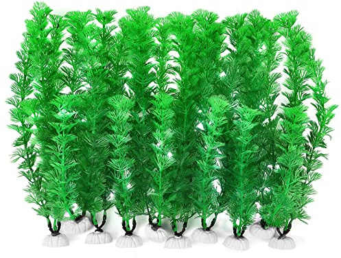 AQUANEAT Fish Tank Plants Plastic, Aquarium Decorations, 10Inch Tall Fake Accessories, 10packs