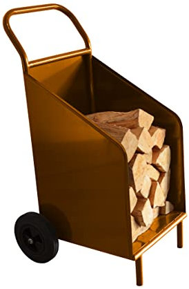 Chariot à bois massif avec roulettes Marron cuivré