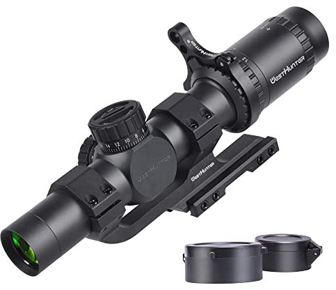 WestHunter Optics HD-S 1.2-6x24 Jagd Zielfernrohr, Second Focal Plane Rifle Scopes, 30mm Taktisches Präzisions Gewehr Zielfernrohr für Gewehr/Airsoft/Luftgewehr | Option 1- Pcatinny Shooting Kit A