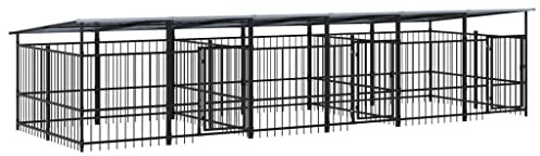 vidaXL Outdoor Hundezwinger Dach Stahl 11,26m² Hundehütte Hundekäfig Hundehaus