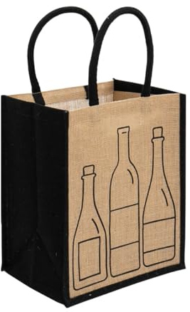 Jute Carrier med 6 flaskor – miljövänlig, mångsidig och snygg, Naturligt, Vinflaskor