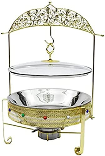 Chafing Food Warmer Chafing Dish Mat Warmer Food Warmer Chafing Disk W/Stand Värmebehållare För Catering Buffé Och Fest Bekvämt Och Praktiskt,Guld,3,5L