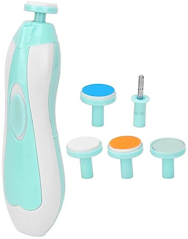 Tagliaunghie Elettrico per Neonati, Lima per Unghie Sostituibile per Neonati, Vibrazioni Ridotte, Leggero con 6 Testine Leviganti per le Unghie dei Piedi (BLUE)