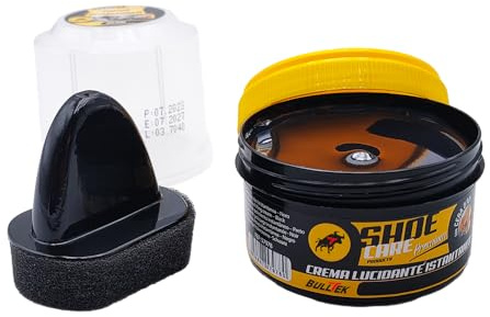 BullTek Sofortige Glanzcreme mit Schwamm, erneuert und belebt die Haut von Schuhen, Handtaschen, Stiefeln – selbstglättend zum Schutz und Glanz des Leders, braun, 50 ml