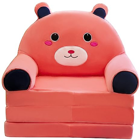 Cushion Plush Sofa Cover, Foldable Children's Chair Covers, 2 in 1 Multicolor with Soft Velvet Fabric for Kids,Only Comes with Sofa Covers(Pink)
