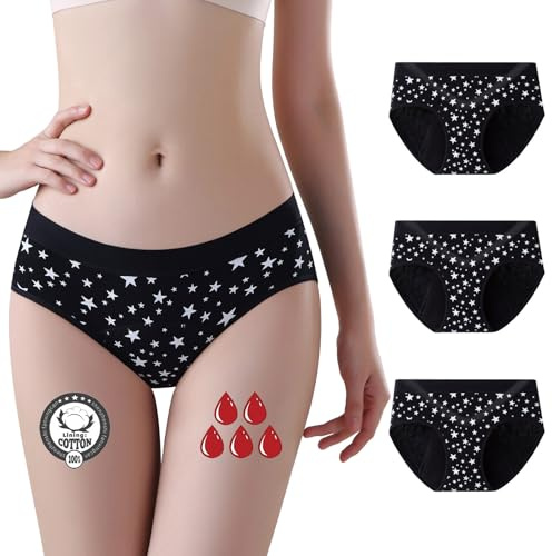 FOTOOL Girls Menstrual Period Pants Teenager Mutande Assorbenti Mestruali Cotone Slip per Mutand Ciclo Mestrual Donna 8-16 Years (3 Pack, 12-14anni)