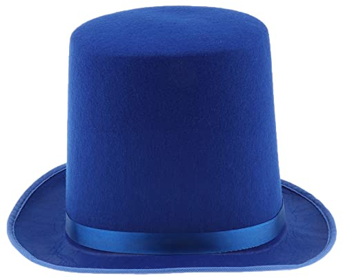 MZRAN Cappello a cilindro nero a bombetta per mago, mago, esibizioni, jazz, teatro, carnevale, discoteca, Blu, 2-3