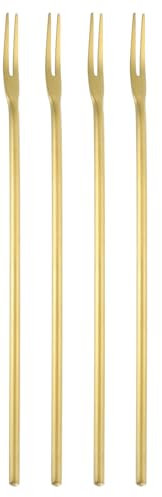 Sourcing Map 4-Piece Olive Fork Set, 8.6 Inch Long Handle Stainless Steel Cocktail Forks for Dessert, Fruit and Vegetable