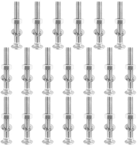20 Stück M8 × 60 Schlossschrauben, Edelstahl Rundkopf Schlossschrauben mit Vierkantansatz und Vollgewinde, mit Sechskantflanschmuttern und Unterlegscheiben, geeignet für Heimdekoration, Industriebau