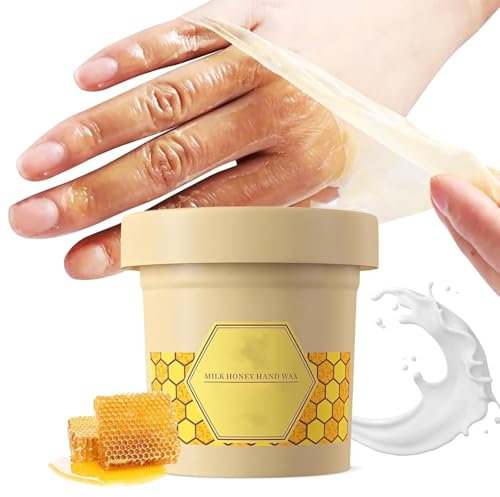 Maschera per le mani in cera di latte al miele, maschera esfoliante per le mani, maschera peel off al miele, crema idratante profonda al latte e miele per le mani, idratante, nutriente, esfoliante per