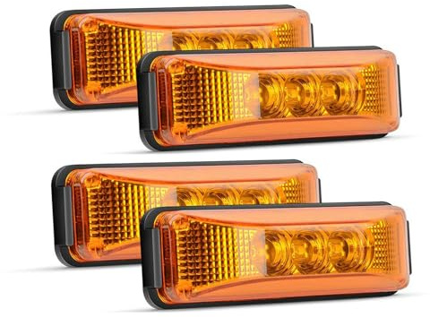Krtopo 4x Seitenmarkierungsleuchten 12/24V Begrenzungsleuchten​​​ ​​Umrissleuchte Positionsleuchte​​ Wasserdichte Universal für Anhänger​​ ​​Wohnwagen LKW Bus Caravan​​ (Gelbe)
