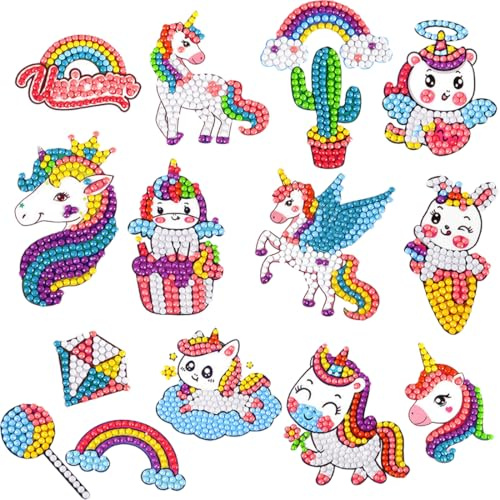 KEWUF DIY Diamant Peinture, Ensembles de Kit 5D Diamond Painting Licorne, Jouet Bricolage Enfant Kits de Loisirs Créatifs, Diamond Painting Enfant licorne, diamond painting enfant