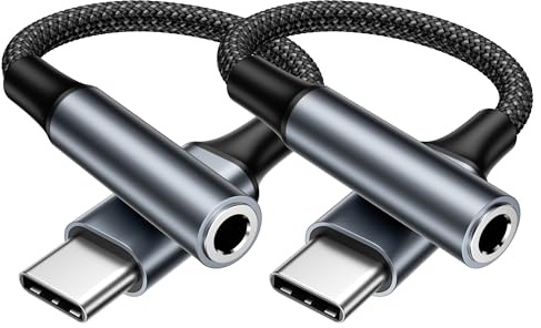 2Pack USB C till 3,5 mm jack, typ C-hörlursadapter Aux-kabel till USB C | Phone-hörlursadapter Hane till honahörlursadapter för i-Phone 17 16 15 Samsung Galaxy Pixel, HUAWEI, Xiaom, iPad