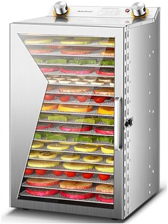Kommersiell frystorkmaskin för livsmedel, 6-18 lager dehydrator med timerkontroll och temperaturintervall från 30 till 90 ℃, perfekt för cecum, frukt, grönsaker, kött och