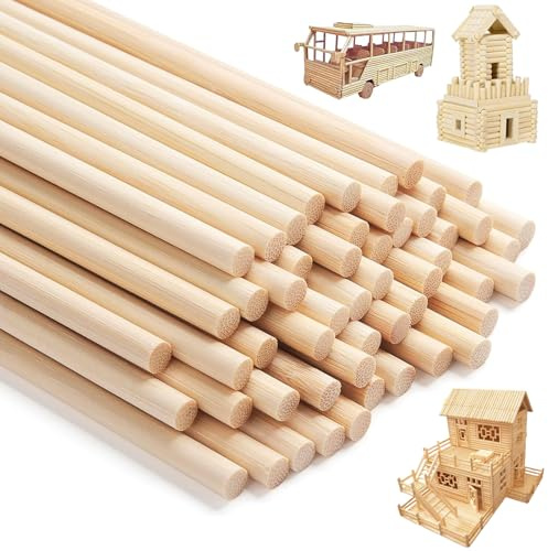 YUZHEDM 150 Palitos de Madera de Bambú de 6mm x 30cm para Manualidades, Varillas Cilíndricas Naturales para Maquetas y Proyectos Escolares, Palos Redondos para Algodón de Azúcar y Helados
