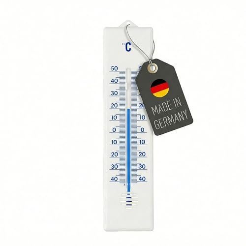 Lantelme Utomhustermometer | Temperatur -40 °C till 50 °C | analog termometer väderbeständig för inomhus utomhus trädgård | plast | färg vit | trädgårdstermometer universal användbar (22 cm)