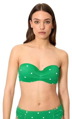 YSABEL MORA. Top Bikini Bandeau Piqué Lunares. con Aro Y Relleno. Tirantes Regulables Y Desmontables. Opción Sin Tirantes. Look Completo con Braga A Juego .Colección Lime.