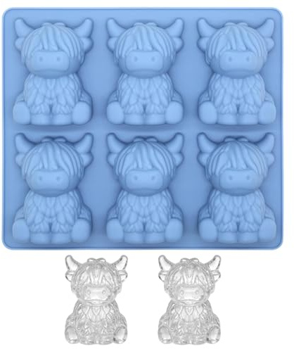 Highland Cow Ice Cube Mold, Silicone Mini Highland Cow Ice Cube Tray for Whiskey Cocktails, Mini Mould for Chocolate Jelly Candy, Reusable Mold Birthday Gift Supplies