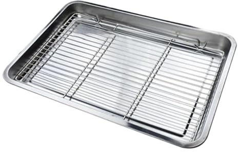 Bakplåt med avtagbar kylgrill, bakplåtsset i rostfritt stål, används för, diskmaskin säker grill för ugn