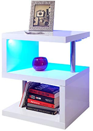 GFW Polar White High Gloss Furniture with LED's - Coffee & Lamp Tables Tv Unit