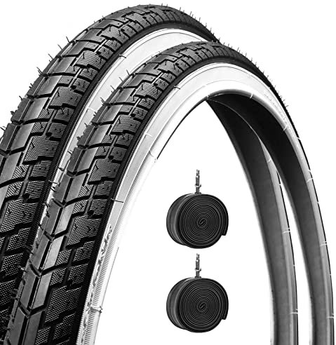 Deestone EBA28BCD 2 COPERTONI BIANCONERO + 2 CAMERE d'Aria per Bicicletta Bici City Bike Trekking 700 X 35 28 1 5/8 3/8 (37-622)