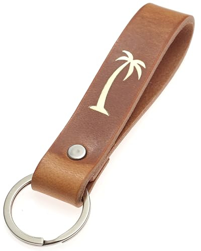 ELBERCRAFT® nyckelring läder djurmotiv – handgjord present för kvinnor och män – tillverkad i Tyskland, Palm, 12 cm, Klassisk