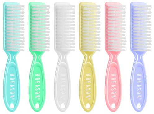 HOFASON Nail Clean Brush 6Pcs Handle Grip Nail Brush, Hand Fingernail Cleaner Brush Manicure Tools Scrub Cleaning Brushes Kit for Toes and Nails Women Men