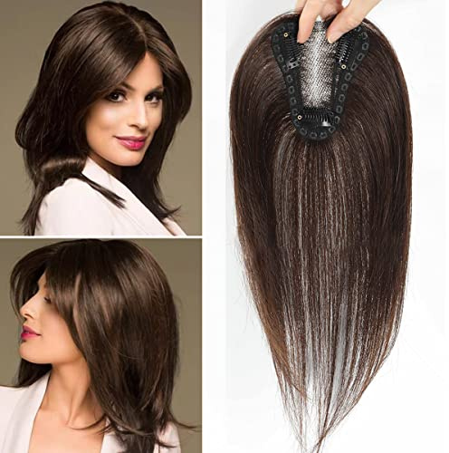 Aimeolyn Hair Toppers for Women Real Human Hair,Hairs Toppers for Women No Bangs Top Hairs Extensions Pieces Wiglets Upgrade Lace Base 12inch