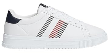 Tommy Hilfiger Herren Sneaker Supercup Leather aus Leder, Weiß (White), 44