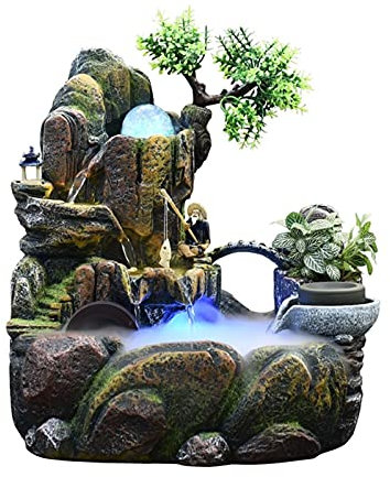 NZpost Fuente de Mesa Hermosa Fuente de Agua rocalla y Fuente de Agua Corriente Ornamento Lavabo Paisaje Interior Sala de Estar Escritorio Oficina decoración Fuente de meditació
