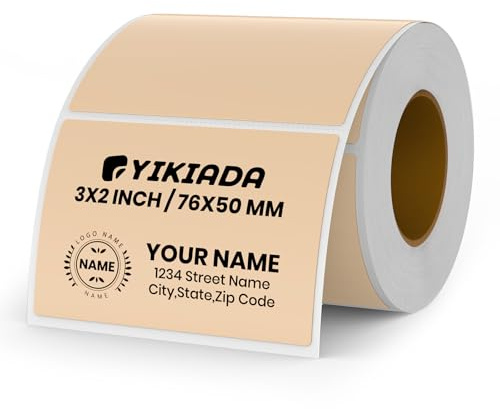 YIKIADA Etiquetas térmicas de vinilo de color caqui de 50 x 76 mm, rollo rectangular autoadhesivo, adhesivo para direcciones, resistente al agua, para nombre, código de b