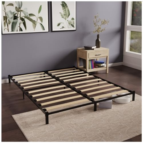 Dreamzie Cadre de Lit 160x200 avec Sommier à Lattes en Bois - Sommier 160x200 cm - Hauteur de 25 cm - Structure Solide, Assemblage Facile, Capacité de Rangement 22cm