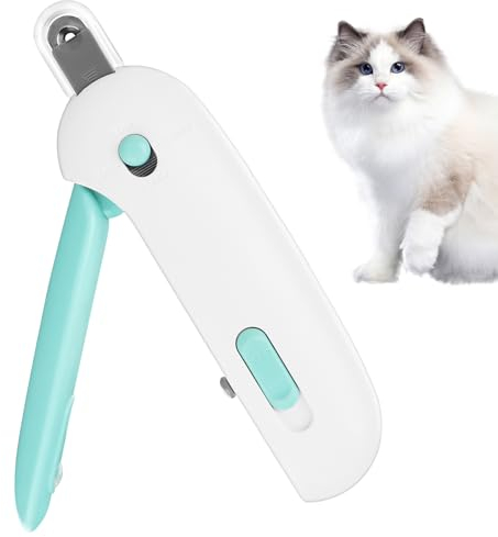 Encuryna Katze Nagelknipser, Krallenzange für Hunde und Katzen, Edelstahl Katzennagelknipser, Katzennagelschneider, Katzen Krallenschneider, Krallenschere Katzen mit Nagelfeile und Schutz (Blau)