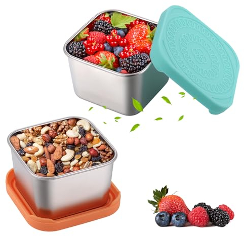 Fentar 2 recipientes de acero inoxidable, 200 ml, sin BPA, para congelar alimentos complementarios, a prueba de fugas, para dulces