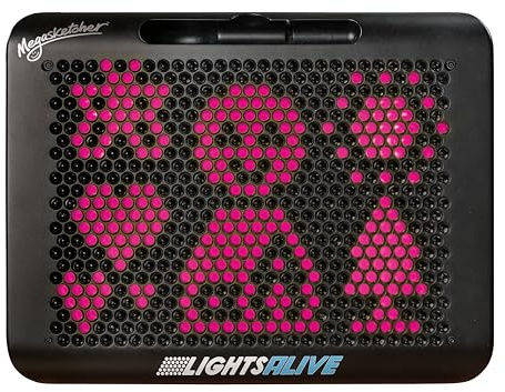 TOMY Tablette lumineuse Megasketcher Lights Alive | Tablette à dessin lumineuse pour enfants, comprend 1 stylo 2-EN-1, 2 pochoirs | Jouet de dessin pour enfants dès 3 ans