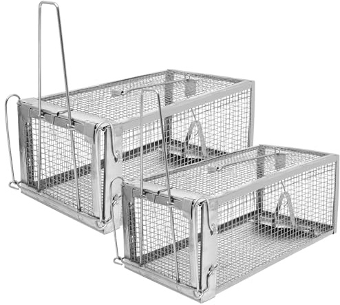 NICIOUSE Trappola per Topi da Esterno，Trappole Gabbia Cattura Topi Piccoli Vivi, Topicida Professionale Ratti per Uso Interno/Esterno, per Catturare Animali, Ratti E Altri Roditori (2Pack)