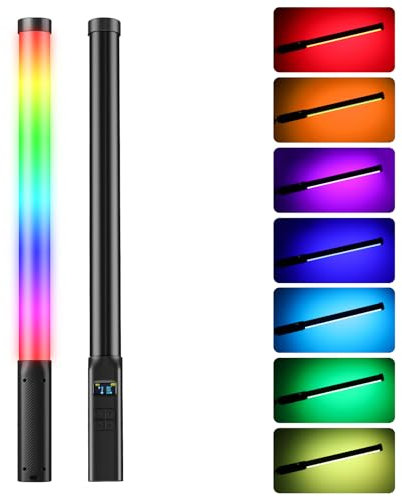ULANZI VL119 Handheld Videoleuchte 10W, 360° Volle Farben RGB Lichtstab, Helligkeit 360Lux@0.5m, Tube Light mit 3300mAh Akku, 2500K-9000K Verstellbar für Portrait Produktfotografie